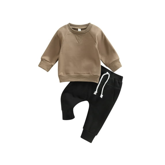 Bagilaanoe Toddler Baby Boy Long Pants Set Long Sleeve Sweatshirt Pullover Tops + Drawstring Sweatpants 6M 12M 18M 24M 3T Kids Casual Sweatsuits