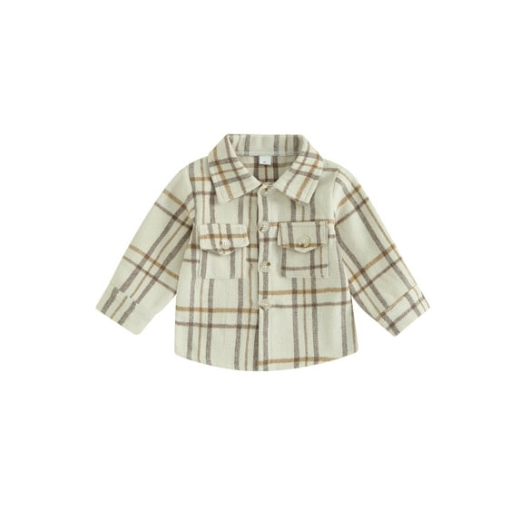Bagilaanoe Toddler Baby Boy Shirt Jacket Plaid Long Sleeve Single-Breasted Shacket 6M 12M 18M 24M 3T 4T Kids Fall Casual Outwear