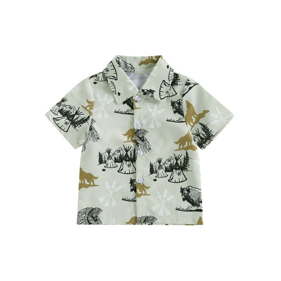 Bagilaanoe Toddler Baby Boy Shirt Rompers Print Short Sleeve Bodysuits 3M 6M 12M 18M 24M 3T 4T Kids Casual Summer Tops