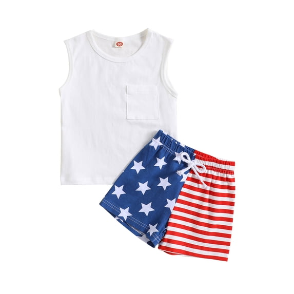 Bagilaanoe Toddler Baby Boys Clothes Sleeveless Tank Tops + Shorts, 2-Pieces White