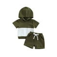 thumbnail image 1 of Bagilaanoe Toddler Baby Boys Hooded Short Sleeve Tops + Shorts 6M 12M 18M 24M 3T 4T Casual Summer Clothing, 1 of 8