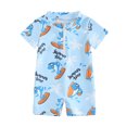 thumbnail image 1 of Bagilaanoe Toddler Baby Boys One-Piece Swimsuit Cartoon Print Short Sleeve Zipper Rashguard Swimwear 3M 6M 12M 2T 3T Kids Jumpsuit Bathing Suit, 1 of 8