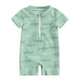 thumbnail image 1 of Bagilaanoe Toddler Baby Boys One-Piece Swimsuit Short Sleeve Zipper Rashguard Swimwear 3M 6M 12M 2T 3T 4T Kids Jumpsuit Bathing Suit, 1 of 8