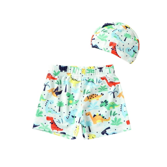 Bagilaanoe Toddler Baby Boys Swim Shorts Print Swim Trunks + Swim Cap 2T 3T 4T 5T 6T Kids Swimsuit Bathing Suit