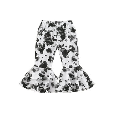 Bagilaanoe Toddler Baby Girl Bell Bottom Pants Tie Dye Print Elastic Waist Flare Pants with Pockets 12M 18M 24M 3T 4T 5T Kids Fall Trousers Clothes