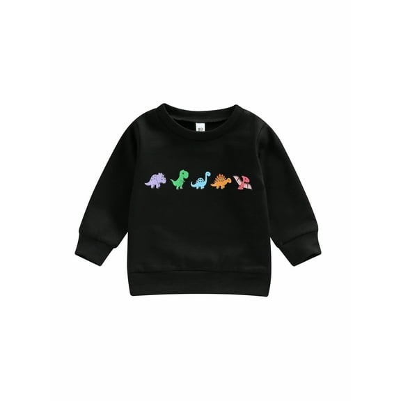Bagilaanoe Toddler Baby Girl Boy Casual Sweatshirt Long Sleeve Dinosaur Print Pullover 6M 12M 18M 24M 3T Kids Loose Tee Tops