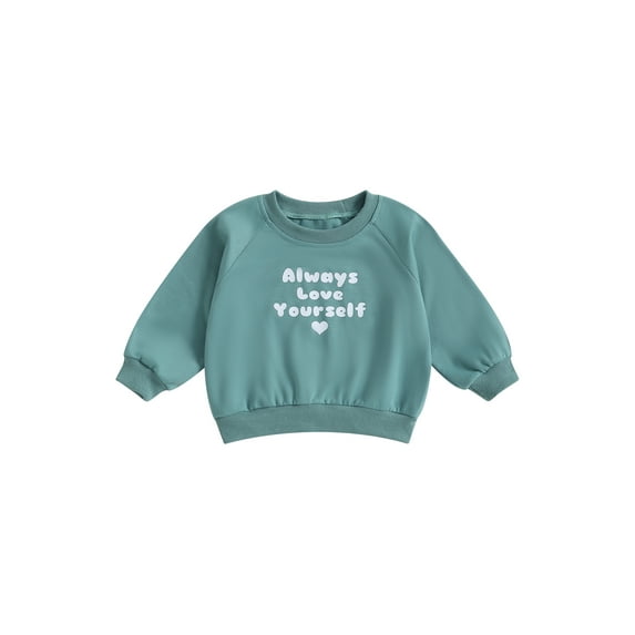 Bagilaanoe Toddler Baby Girl Boy Casual Sweatshirt Long Sleeve Letter Heart Print Pullover 6M 12M 18M 24M 3T 4T Kids Fall Loose Tee Tops