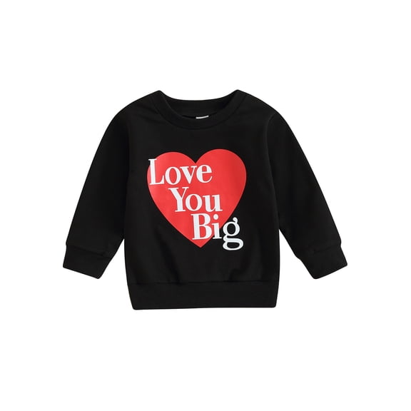 Bagilaanoe Toddler Baby Girl Boy Casual Sweatshirt Long Sleeve Letter Heart Print Pullover 6M 12M 18M 24M 3T 4T Kids Fall Loose Tee Tops