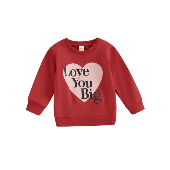 Bagilaanoe Toddler Baby Girl Boy Casual Sweatshirt Long Sleeve Letter Heart Print Pullover 6M 12M 18M 24M 3T 4T Kids Fall Loose Tee Tops
