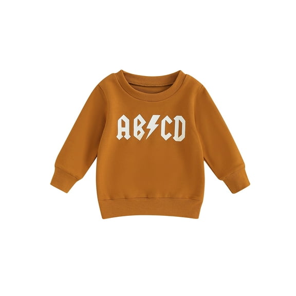 Bagilaanoe Toddler Baby Girl Boy Casual Sweatshirt Long Sleeve Letter Print Pullover 6M 12M 18M 24M 3T 4T Kids Fall Loose Tee Tops