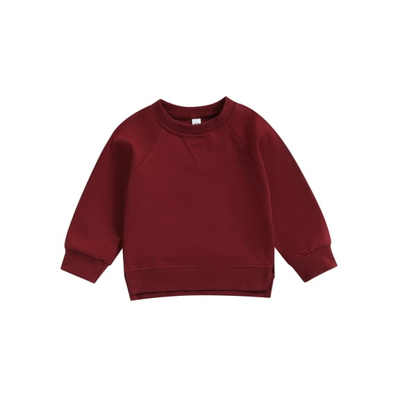 Bagilaanoe Toddler Baby Girl Boy Casual Sweatshirt Long Sleeve Solid Color Pullover 6M 12M 18M 24M 3T 4T Kids Fall Loose Tee Tops