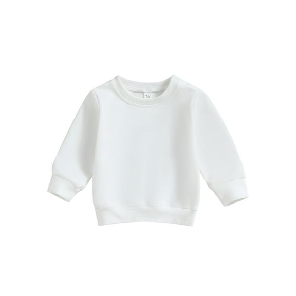 Bagilaanoe Toddler Baby Girl Boy Casual Sweatshirt Long Sleeve Solid Color Pullover 6M 12M 18M 24M 3T Kids Fall Loose Tee Tops