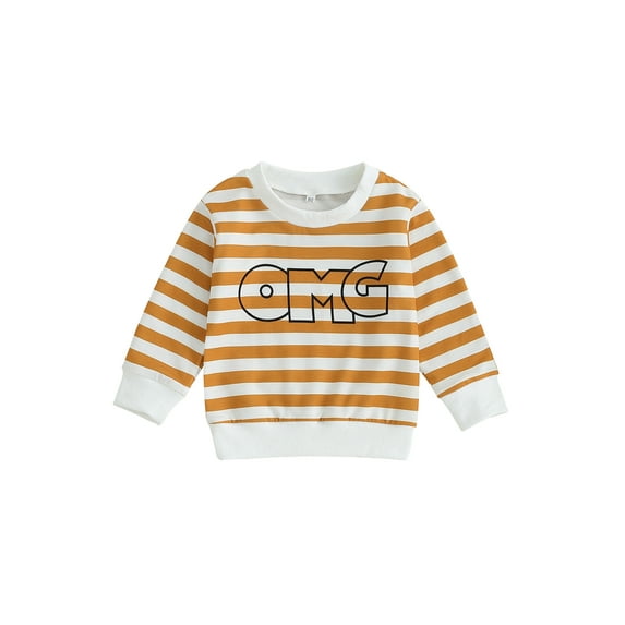 Bagilaanoe Toddler Baby Girl Boy Casual Sweatshirt Long Sleeve Striped Pullover 6M 12M 18M 24M 3T 4T Kids Fall Loose Tee Tops
