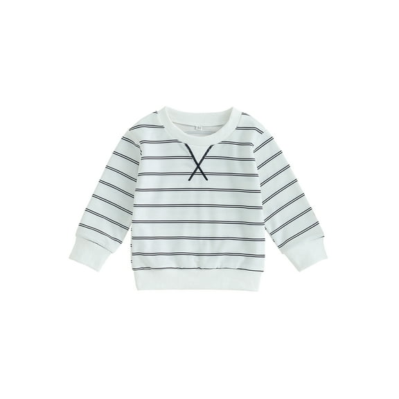 Bagilaanoe Toddler Baby Girl Boy Casual Sweatshirt Long Sleeve Striped Pullover 6M 12M 18M 24M 3T 4T Kids Fall Loose Tee Tops