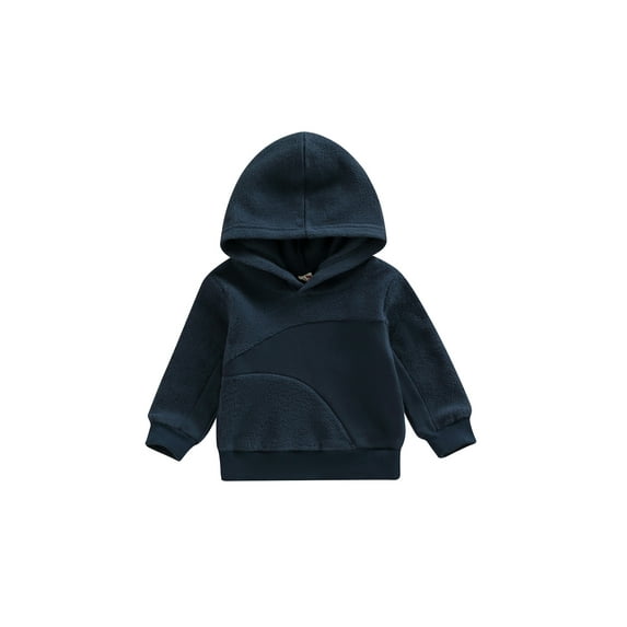 Bagilaanoe Toddler Baby Girl Boy Casual Sweatshirt Long Sleeve Velvet Hooded Pullover 1T 2T 3T 4T 5T 6T Kids Loose Tee Tops