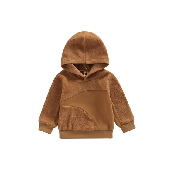 Bagilaanoe Toddler Baby Girl Boy Casual Sweatshirt Long Sleeve Velvet Hooded Pullover 1T 2T 3T 4T 5T 6T Kids Loose Tee Tops