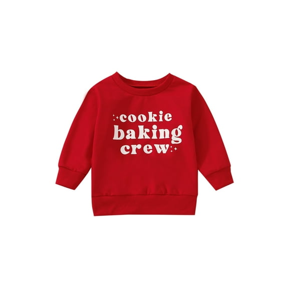 Bagilaanoe Toddler Baby Girl Boy Christmas Pullover Letters Print Long Sleeve Sweatshirt 3M 6M 12M 18M 24M 3T 4T 5T Kids Fall Loose Tee Tops
