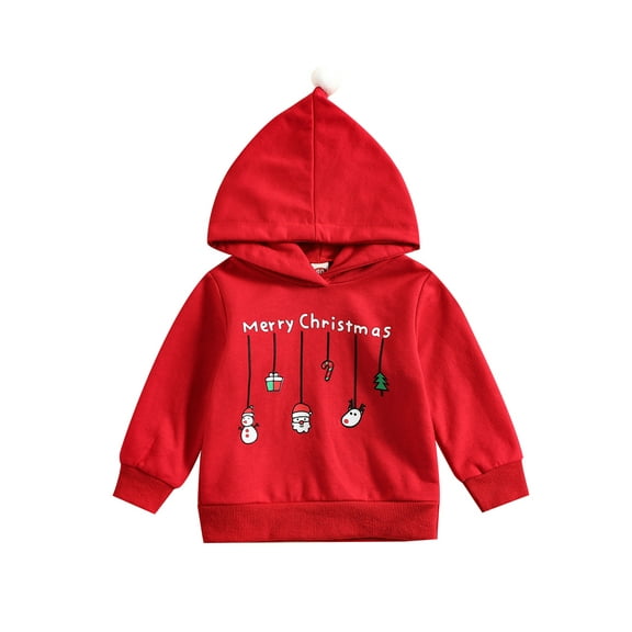 Bagilaanoe Toddler Baby Girl Boy Christmas Sweatshirt Long Sleeve Cartoon Patterns Hooded Pullover 6M 12M 2T 3T 4T Kids Fall Loose Tee Tops