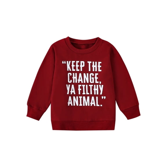 Bagilaanoe Toddler Baby Girl Boy Christmas Sweatshirt Long Sleeve Letter Print Pullover 6M 12M 18M 24M 3T 4T 5T Kids Fall Loose Tee Tops