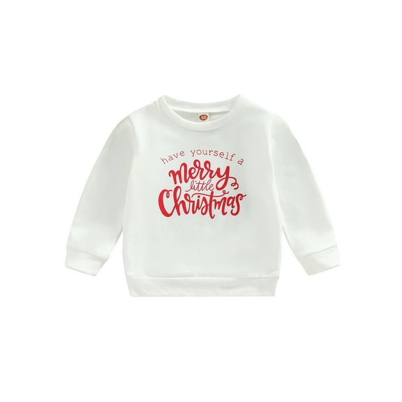 Bagilaanoe Toddler Baby Girl Boy Christmas Sweatshirt Long Sleeve Letter Print Pullover 6M 12M 18M 24M 3T 4T Kids Fall Loose Tee Tops