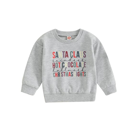 Bagilaanoe Toddler Baby Girl Boy Christmas Sweatshirt Long Sleeve Letter Print Pullover 6M 12M 18M 24M 3T 4T Kids Fall Loose Tee Tops