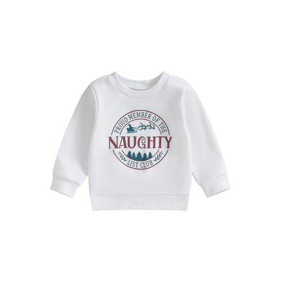 Bagilaanoe Toddler Baby Girl Boy Christmas Sweatshirt Long Sleeve Letter Print Pullover 6M 12M 18M 24M 3T 4T Kids Fall Loose Tee Tops