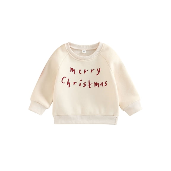 Bagilaanoe Toddler Baby Girl Boy Christmas Sweatshirt Long Sleeve Letter Print Pullover 6M 9M 12M 2T 3T 4T Kids Fall Loose Tee Tops