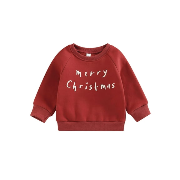 Bagilaanoe Toddler Baby Girl Boy Christmas Sweatshirt Long Sleeve Letter Print Pullover 6M 9M 12M 2T 3T 4T Kids Fall Loose Tee Tops