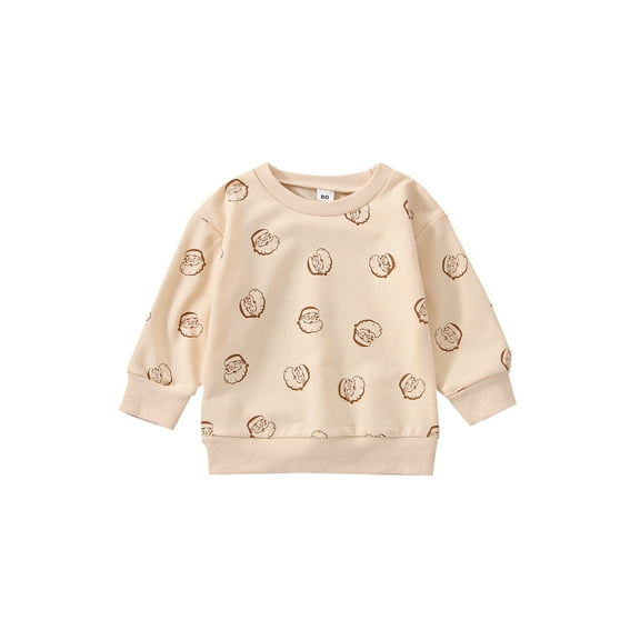 Bagilaanoe Toddler Baby Girl Boy Christmas Sweatshirt Long Sleeve Santa Claus Print Pullover 6M 12M 2T 3T 4T 5T 6T Kids Fall Loose Tee Tops