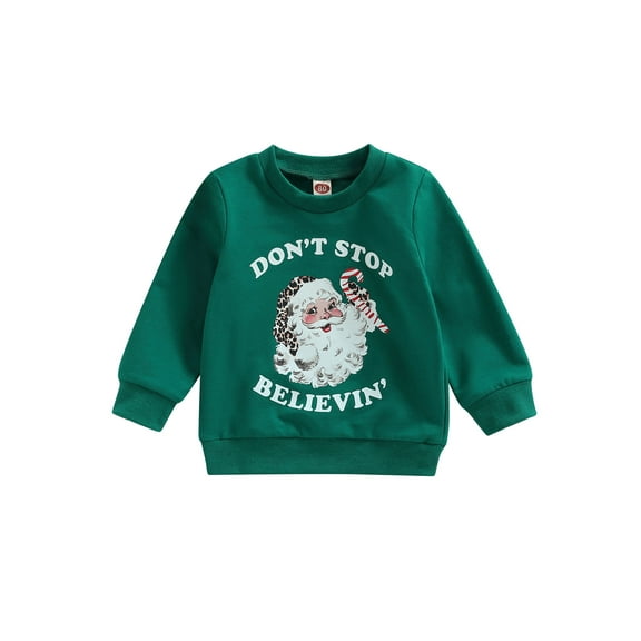 Bagilaanoe Toddler Baby Girl Boy Christmas Sweatshirt Long Sleeve Santa Letter Print Pullover 6M 12M 18M 24M 3T Kids Fall Loose Tee Tops