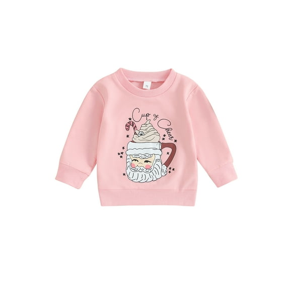 Bagilaanoe Toddler Baby Girl Boy Christmas Sweatshirt Long Sleeve Santa Letter Print Pullover 6M 12M 18M 24M 3T Kids Fall Loose Tee Tops
