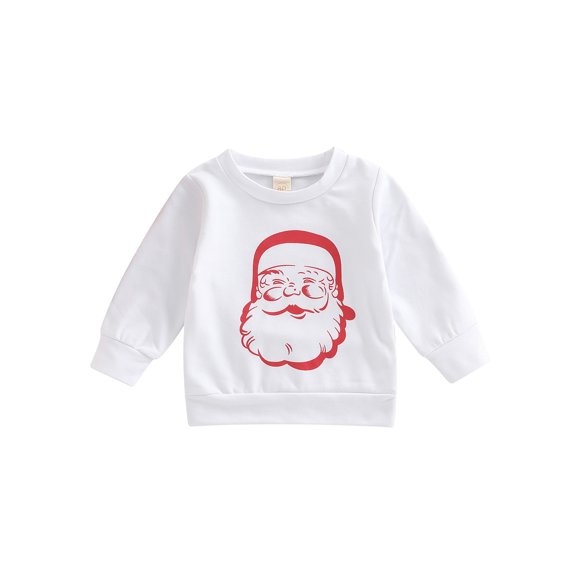 Bagilaanoe Toddler Baby Girl Boy Christmas Sweatshirt Long Sleeve Santa Print Pullover 6M 12M 2T 3T 4T Kids Fall Loose Tee Tops