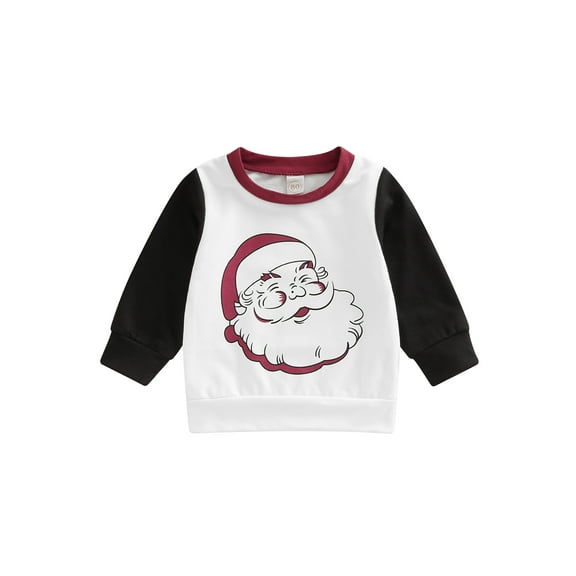 Bagilaanoe Toddler Baby Girl Boy Christmas Sweatshirt Long Sleeve Santa Print Pullover 6M 12M 2T 3T 4T Kids Fall Loose Tee Tops
