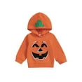 thumbnail image 1 of Bagilaanoe Toddler Baby Girl Boy Halloween Hoodie Sweatshirt Long Sleeve Pumpkin Print Pullover 6M 9M 12M 18M 24M 3T Kids Fall Loose Tee Tops, 1 of 7