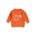 thumbnail image 1 of Bagilaanoe Toddler Baby Girl Boy Halloween Sweater Long Sleeve Letter Embroidery Pullover 6M 12M 18M 24M 3T 4T 5T 6T Kids Warm Jumpers Tops Fall Loose Knitwear, 1 of 7