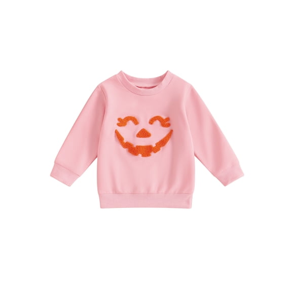 Bagilaanoe Toddler Baby Girl Boy Halloween Sweatshirt Long Sleeve Pumpkin Embroidery Pullover 6M 12M 18M 24M 3T 4T 5T Kids Fall Loose Tee Tops