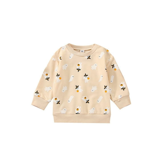 Bagilaanoe Toddler Baby Girl Boy Halloween Sweatshirt Long Sleeve Pumpkin/Ghost Print Pullover 6M 12M 2T 3T 4T 5T 6T Kids Fall Loose Tee Tops