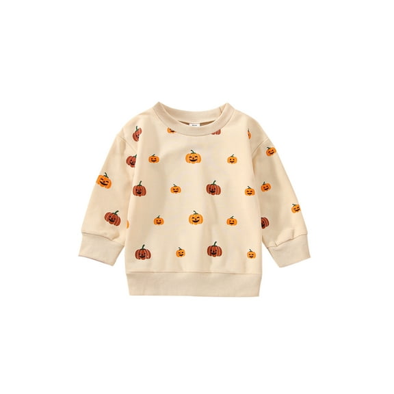 Bagilaanoe Toddler Baby Girl Boy Halloween Sweatshirt Long Sleeve Pumpkin/Ghost Print Pullover 6M 12M 2T 3T 4T 5T 6T Kids Fall Loose Tee Tops