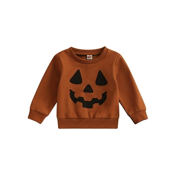 Bagilaanoe Toddler Baby Girl Boy Halloween Sweatshirt Long Sleeve Pumpkin Print Pullover 6M 12M 18M 24M 3T Kids Fall Loose Tee Tops