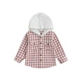 thumbnail image 1 of Bagilaanoe Toddler Baby Girl Boy Hooded Sweatshirt Long Sleeve Plaid Shirt Flannel Pullover 6M 12M 18M 24M 3T 4TKids Fall Loose Hoodie Tops, 1 of 9