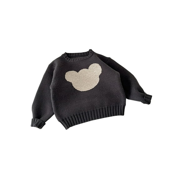 Bagilaanoe Toddler Baby Girl Boy Knitted Sweater Long Sleeve Bear Print Pullover 1M 4M 8M 12M 24M 3T Kids Warm Jumpers Tops Fall Loose Knitwear