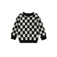 thumbnail image 1 of Bagilaanoe Toddler Baby Girl Boy Knitted Sweater Long Sleeve Checkerboard Pullover 6M 12M 24M 3T 4T 5T 6T Kids Warm Jumpers Tops Fall Loose Knitwear, 1 of 8