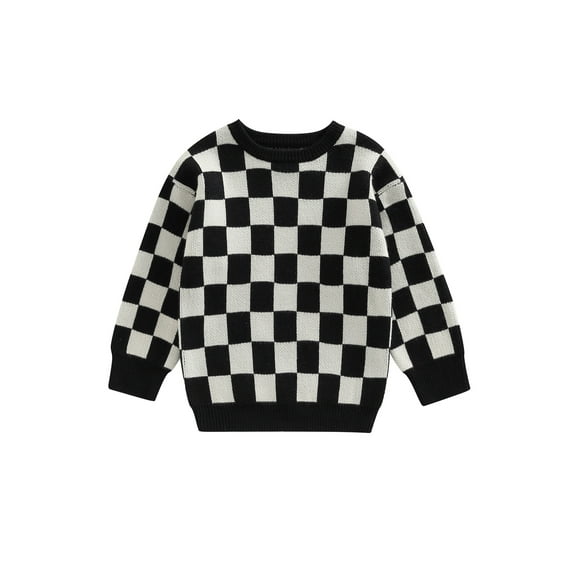 Bagilaanoe Toddler Baby Girl Boy Knitted Sweater Long Sleeve Checkerboard Pullover 6M 12M 24M 3T 4T 5T 6T Kids Warm Jumpers Tops Fall Loose Knitwear