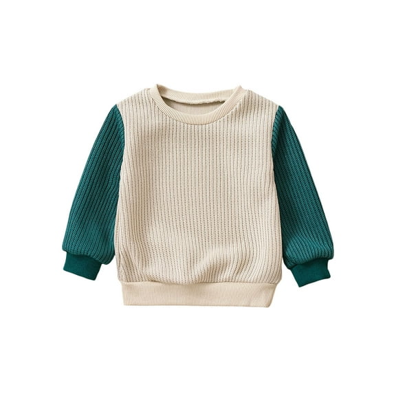 Bagilaanoe Toddler Baby Girl Boy Knitted Sweater Long Sleeve Contrast Color Pullover 6M 12M 18M 24M 3T 4T Kids Warm Jumpers Tops Fall Loose Knitwear