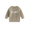thumbnail image 1 of Bagilaanoe Toddler Baby Girl Boy Knitted Sweater Long Sleeve Letter Embroidery Pullover 6M 12M 24M 3T 4T 5T 6T Kids Warm Jumpers Tops Fall Loose Knitwear, 1 of 8