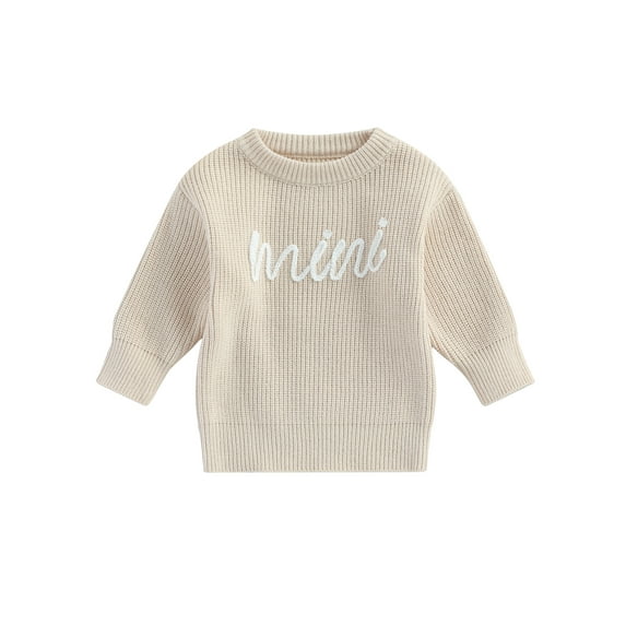 Bagilaanoe Toddler Baby Girl Boy Knitted Sweater Long Sleeve Letter Embroidery Pullover 6M 12M 24M 3T 4T 5T 6T Kids Warm Jumpers Tops Fall Loose Knitwear
