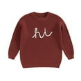 thumbnail image 1 of Bagilaanoe Toddler Baby Girl Boy Knitted Sweater Long Sleeve Rainbow Letter Embroidery Pullover 6M 9M 12M 18M 24M 3T Kids Warm Jumpers Tops Fall Loose Knitwear, 1 of 7