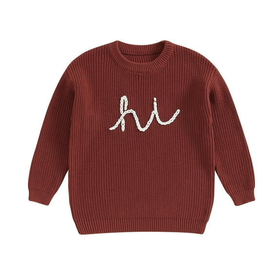 Bagilaanoe Toddler Baby Girl Boy Knitted Sweater Long Sleeve Rainbow Letter Embroidery Pullover 6M 9M 12M 18M 24M 3T Kids Warm Jumpers Tops Fall Loose Knitwear