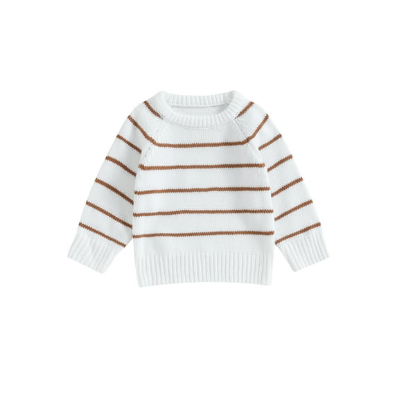 Bagilaanoe Toddler Baby Girl Boy Knitted Sweater Long Sleeve Stripe Pullover 6M 12M 18M 24M 3T 4T Kids Warm Jumpers Tops Fall Loose Knitwear