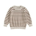 thumbnail image 1 of Bagilaanoe Toddler Baby Girl Boy Knitted Sweater Long Sleeve Striped Pullover 3M 6M 12M 24M 3T Kids Warm Jumpers Tops Fall Loose Knitwear, 1 of 8